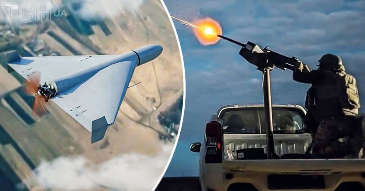 Дрон і ППО над Чорноморськом, що ілюструє повітряні атаки та захист міста.