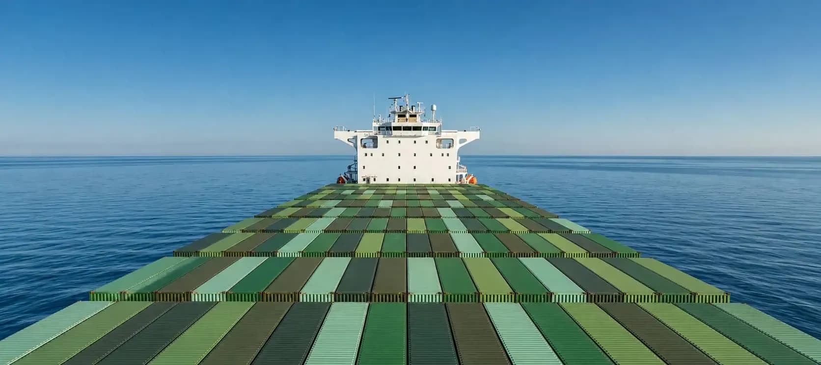 A cargo ship transporting shipping containers at sea, representing South Africa's agricultural trade exports.