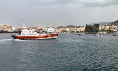 A Coast Guard patrol boat navigating the waters near Pantelleria, representing maritime research and authority in the island's strategic sea zones.