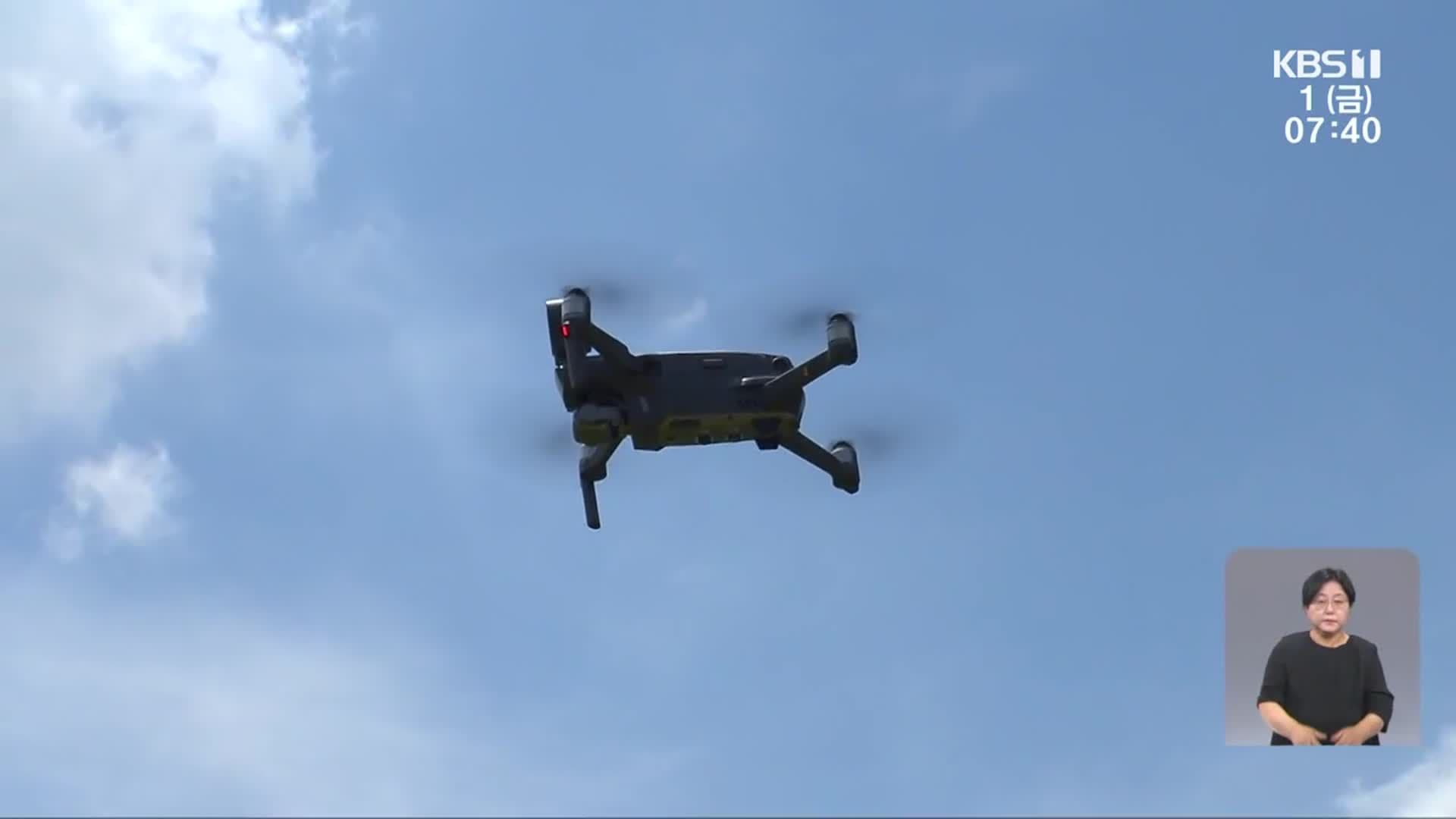 A drone flying over fields, representing innovative strategies like drone monitoring and other efforts to adapt to extreme heat in agriculture.