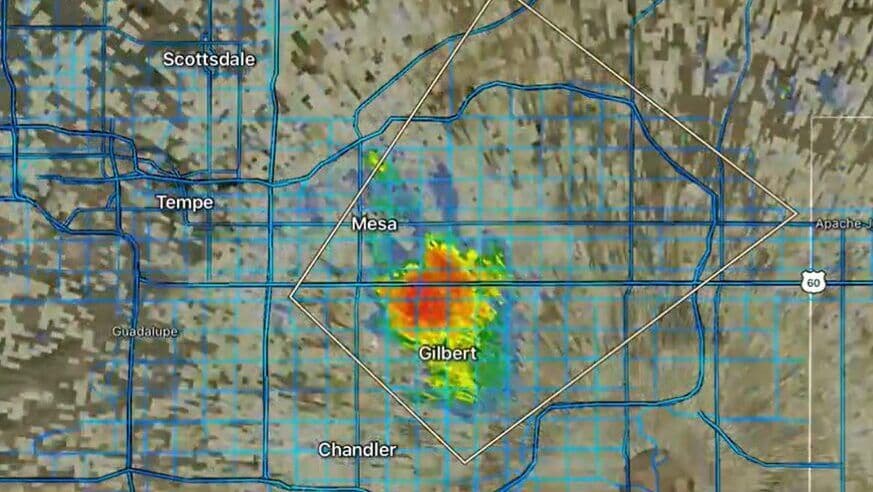 A National Weather Service (NWS) radar map showing weather patterns over the Phoenix metro area, indicating modern tools for weather preparedness.