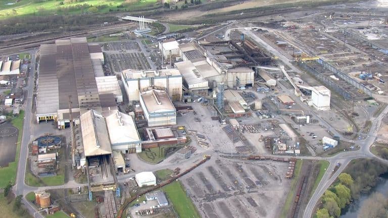 Aerial view of the Liberty Steel plant in Rotherham, representing the UK industrial assets central to the Sanjeev Gupta saga.
