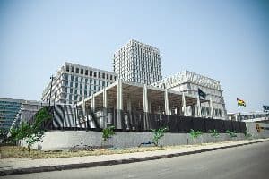 Bank of Ghana headquarters, representing Ghana's central authority on foreign exchange policy.