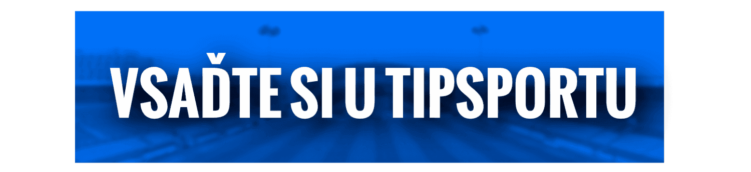 Bannière bleue avec le texte 'Pariez avec Tipsport', le sponsor éponyme de la Chance Liga