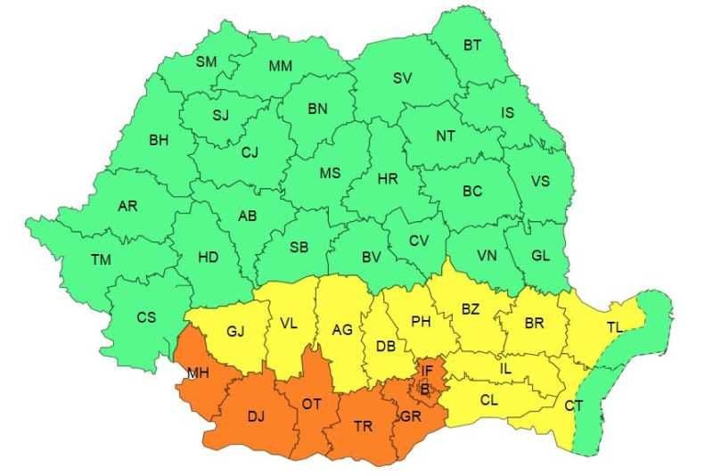 Carte de la Roumanie divisée en régions, symbolisant le développement territorial national du programme Anghel Saligny.