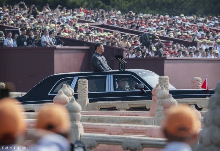 Chinese President Xi Jinping reviewing troops at a military parade in Beijing.