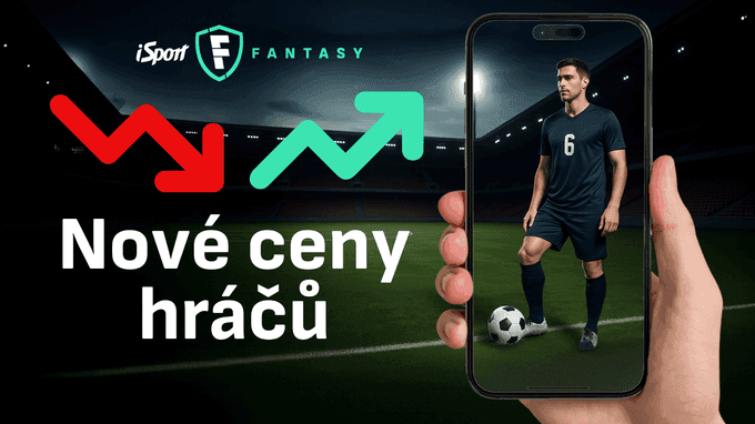 Écran de téléphone affichant le jeu iSport Fantasy avec un joueur et des flèches de valeur, reflétant l'impact psychologique des performances