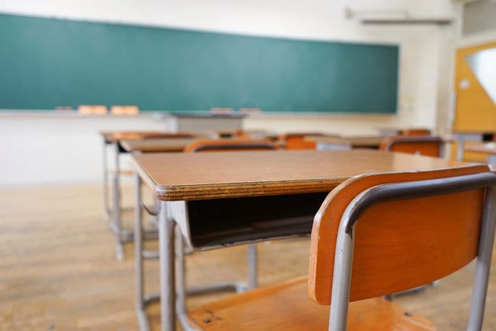 Empty classroom with desks and a blackboard, symbolizing education and preparation for future challenges