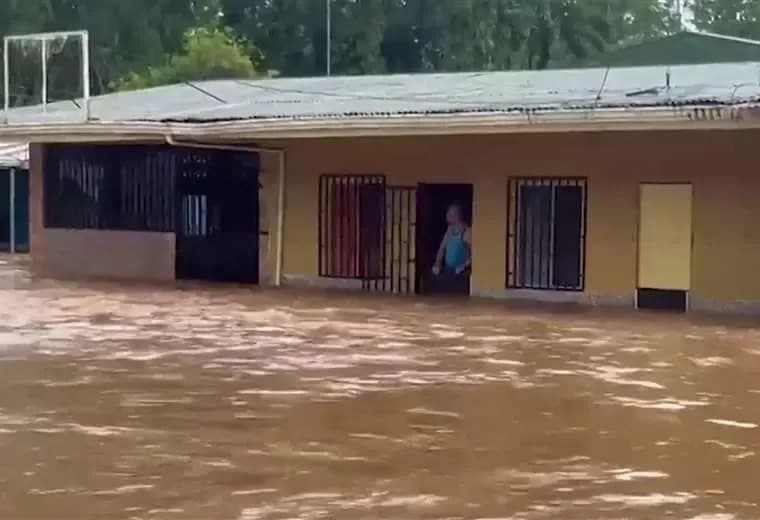 Flooded house in Costa Rica's Northern Zone after heavy rains.