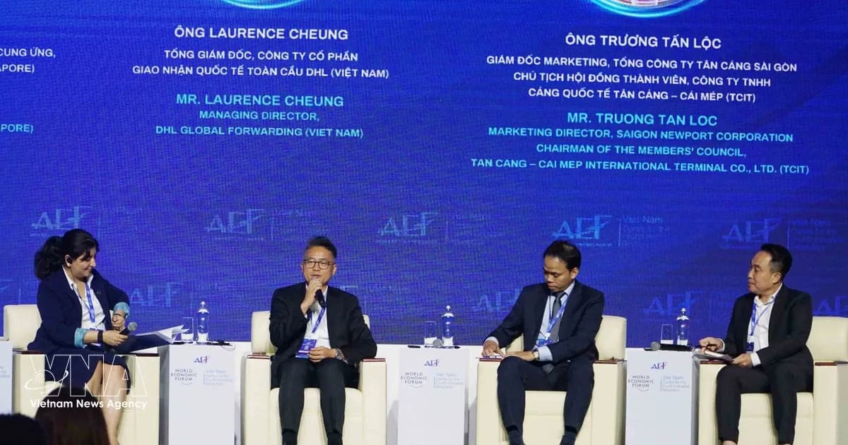 Industry experts and trade officials participate in a panel discussion regarding international supply chain standards and logistics.