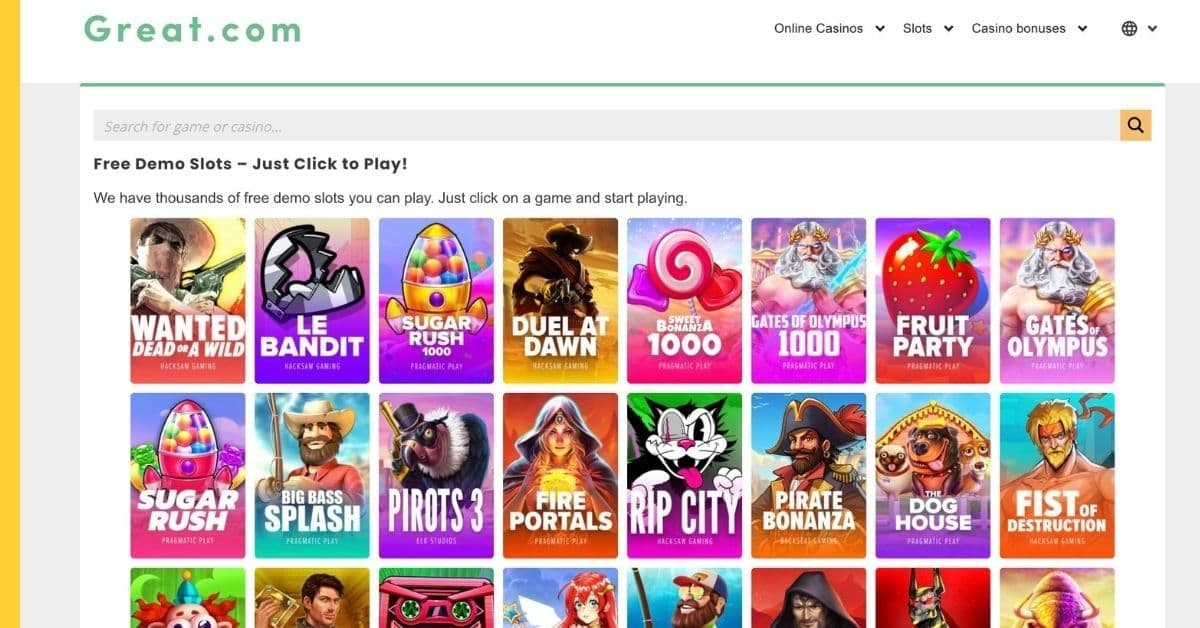 Interface d'un site de jeux en ligne, évoquant les origines de la plateforme Kick.