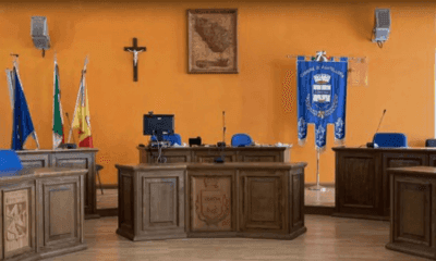 Interior of the Communal Council meeting room in Pantelleria, symbolizing the island's active local governance and decision-making processes.