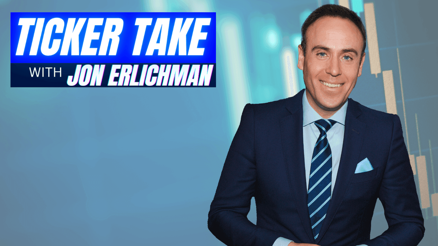 Jon Erlichman, founder of Ticker Take, smiling with his brand logo, symbolizing innovative digital financial news.