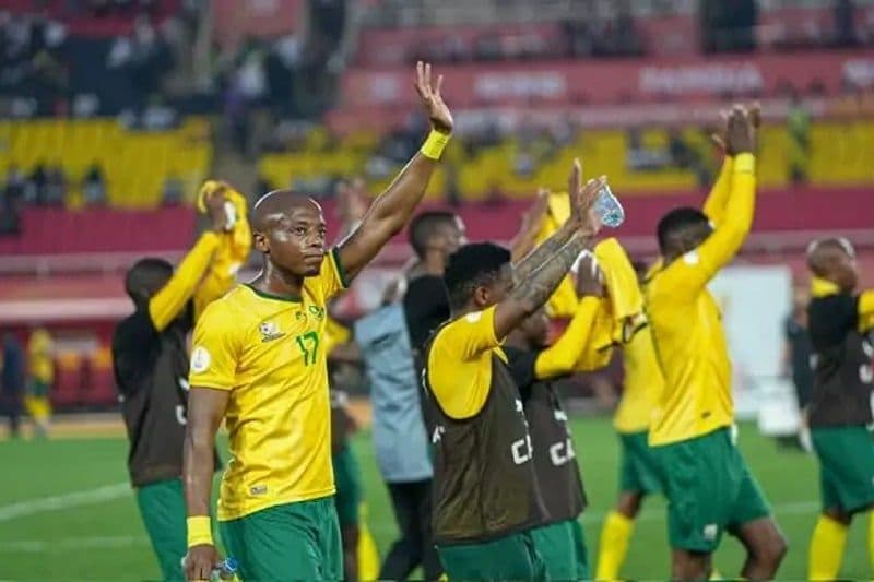 Joueurs de l'Afrique du Sud célébrant leur victoire au CHAN