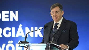Lőrinc Mészáros, Hungary's wealthiest individual, speaking at an event
