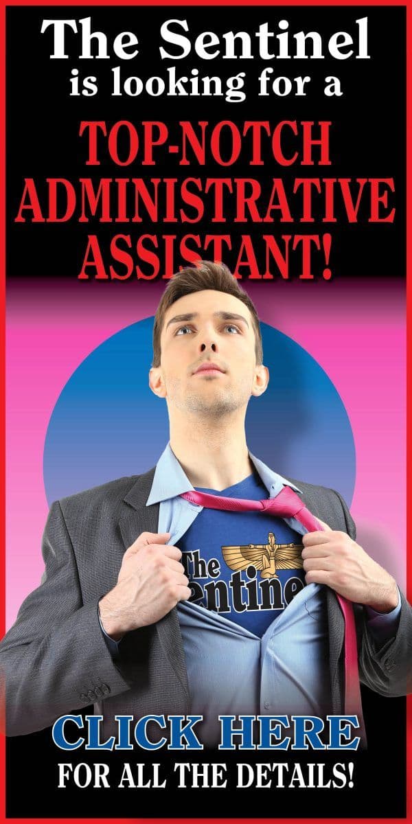 Publicité pour un poste administratif chez 'The Sentinel', illustrant la résilience et l'adaptation de la communauté face aux nouveaux étés extrêmes.