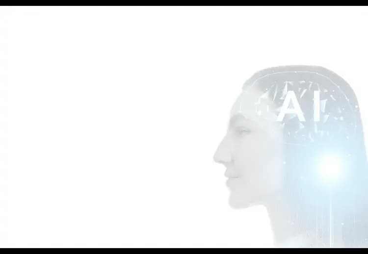 Silhouette d'une tête humaine avec le texte 'AI' et des éléments lumineux, représentant l'ère de l'intelligence artificielle et du 5G que JianDian contribue à forger.