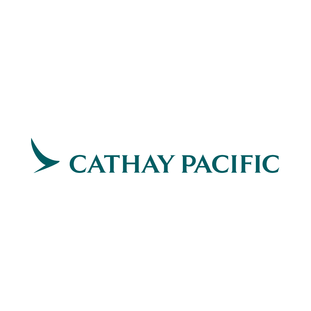 The Cathay Pacific logo, representing the airline's brand commitment to elevated customer journeys and sustainability initiatives.