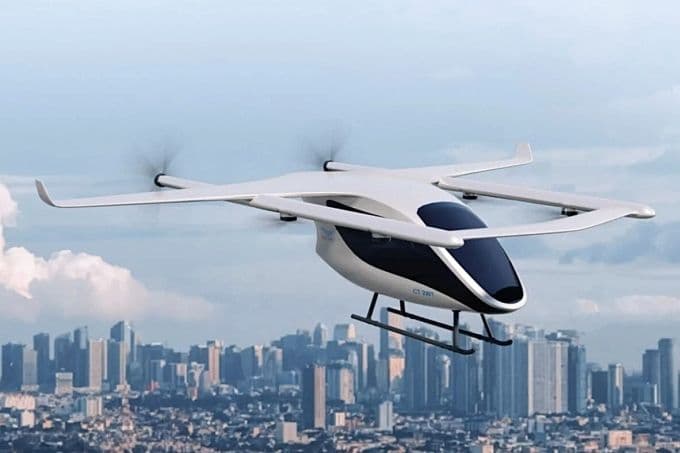 Thiết bị bay không người lái (UAV) tiên tiến của CT Group bay trên bầu trời thành phố, tượng trưng cho sự chuyển đổi sang công nghệ cao của tập đoàn.