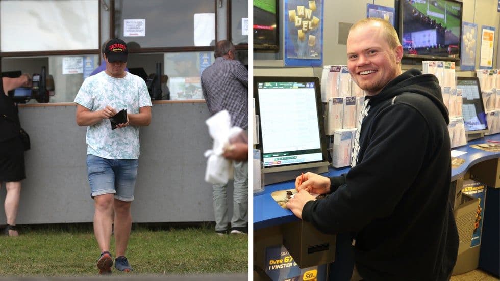Un parieur utilisant un terminal de pari numérique à l'hippodrome d'Axevalla, symbolisant la transition digitale.