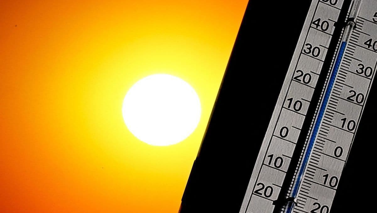 Un thermomètre sous un soleil intense, illustrant une vague de chaleur et l'adaptation aux changements climatiques.