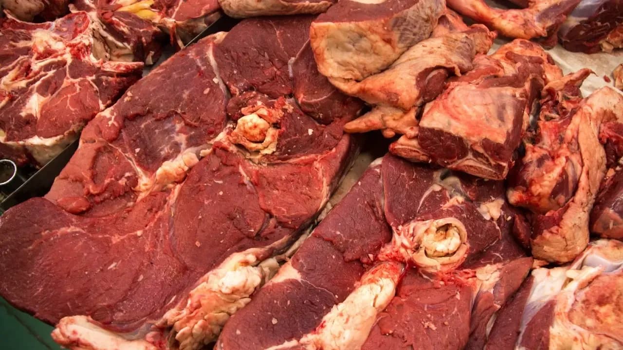 Various raw beef cuts displayed in a market, symbolizing the global price odyssey of steak and meat prices.