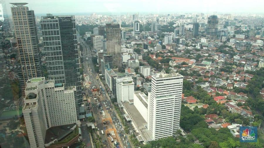 Vue aérienne de Jakarta, symbolisant les perspectives de développement économique de l'Indonésie.