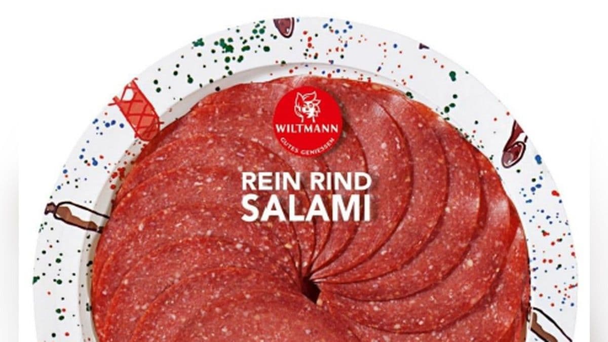 Wiltmann Rein Rind Salami slices on a plate, the subject of a nationwide recall.